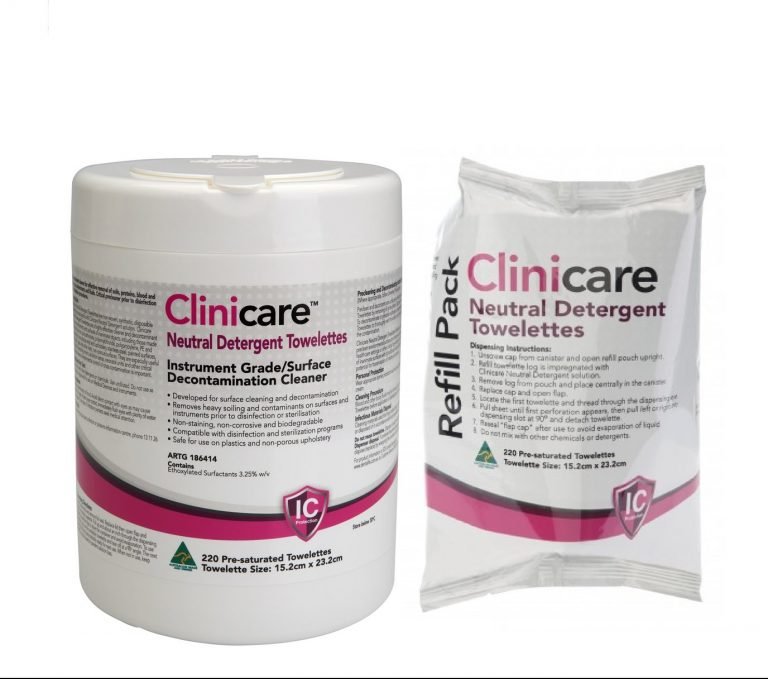 CLINICARE NEUTRAL DETERGENT WIPES CANISTER & REFILLS