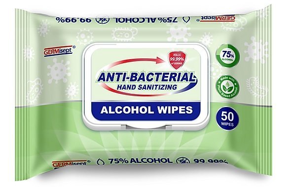 GERMICEPT SANITISING ALCOHOL WIPES 50CT