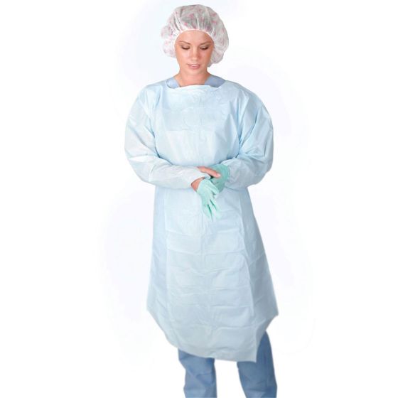 Gowns - CPE Blue Water Resistant with Thumb Holes & Ties - Carton of 200