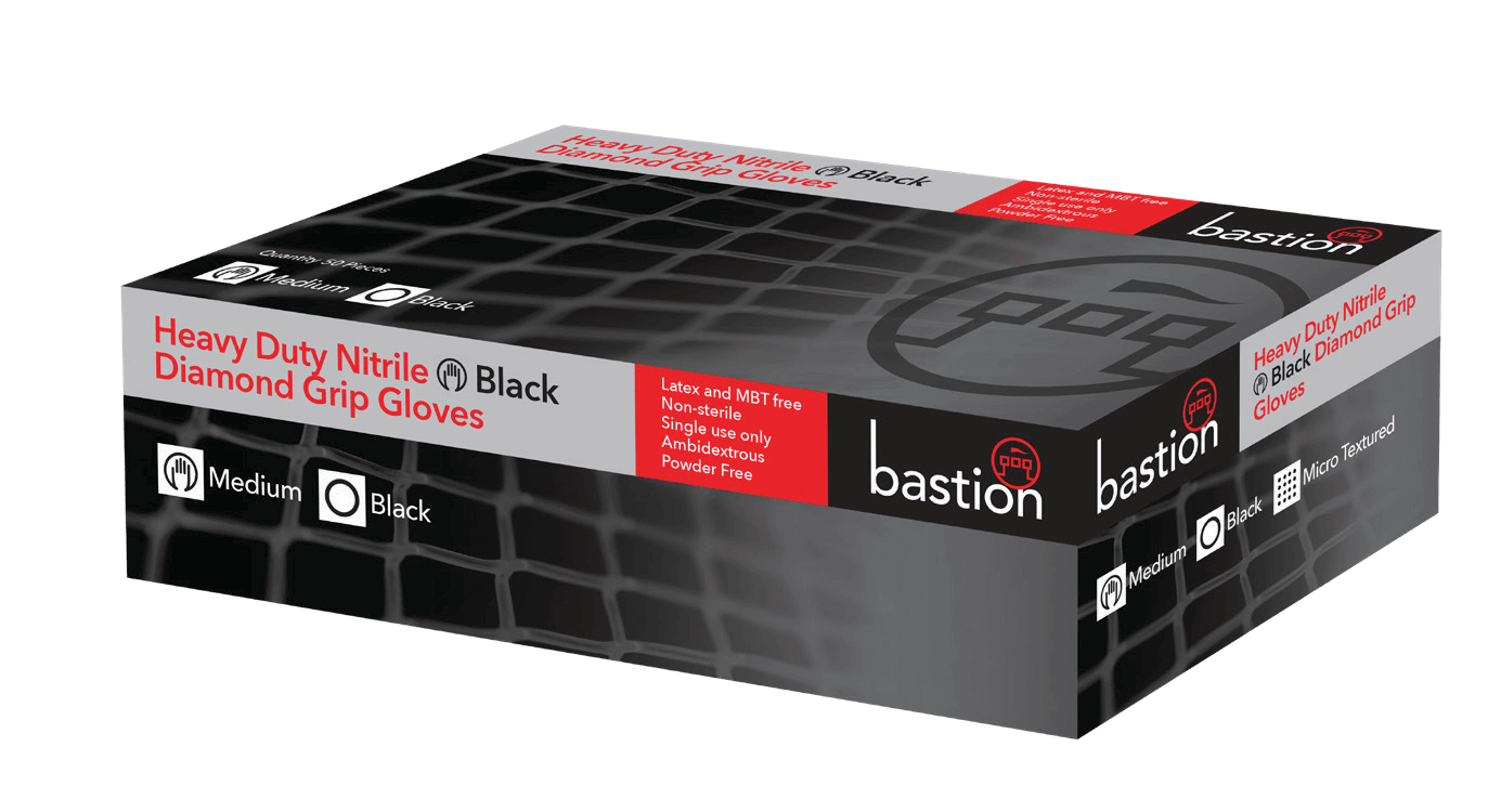 Diamond Steri Super Heavy Duty Nitrile Gloves - Powder Free Black (Carton/500) - Image 2