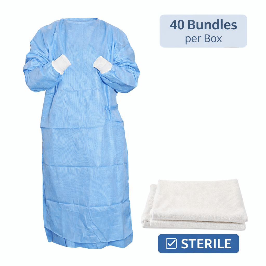 MDDI Surgical Gown Bundle (1 x gown & 2 hand towels) Sterile (Pack of 40)